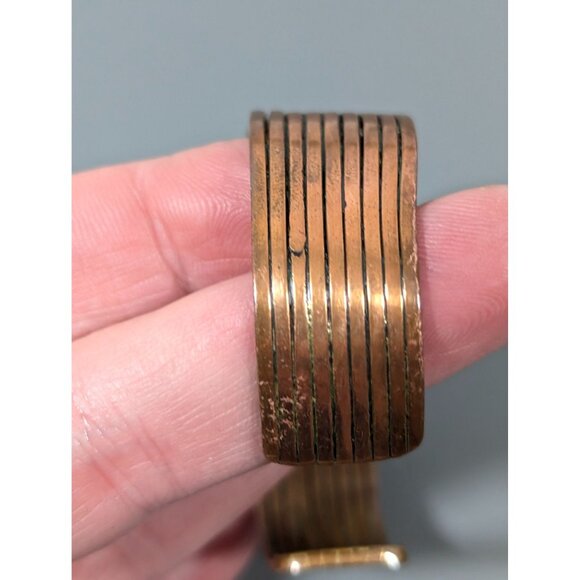 Vintage Copper Multi Bar Cuff Bracelet 6 inches - Picture 4 of 10